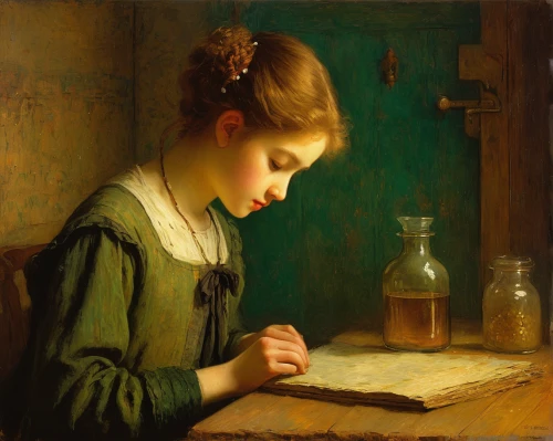 girl studying,child with a book,little girl reading,tutor,emile vernon,scholar,girl at the computer,the girl studies press,children studying,young girl,girl praying,girl with bread-and-butter,to write,writing-book,reading magnifying glass,girl in the kitchen,a letter,mystical portrait of a girl,portrait of a girl,girl drawing,Art,Classical Oil Painting,Classical Oil Painting 44