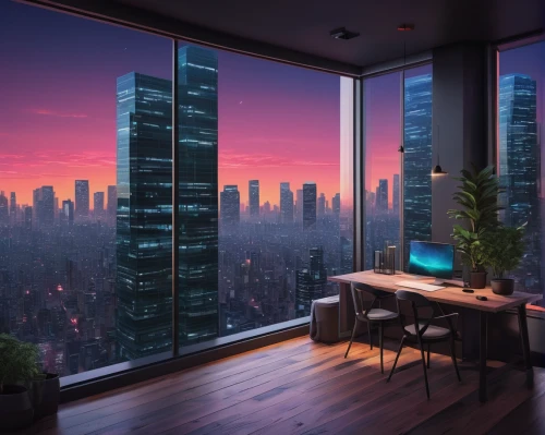 sky apartment,penthouse apartment,modern room,cityscape,skyscrapers,above the city,modern office,skycraper,evening city,apartment lounge,skyscraper,an apartment,city view,pc tower,shared apartment,shanghai,livingroom,sky space concept,apartment,modern decor,Conceptual Art,Fantasy,Fantasy 32