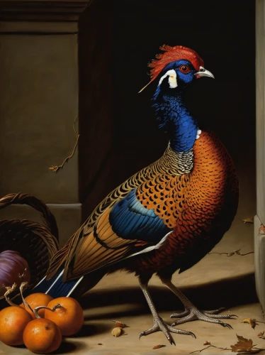 ring necked pheasant,ring-necked pheasant,pheasant,common pheasant,pheasant's-eye,portrait of a hen,garrulus glandarius,bird painting,an ornamental bird,quail,partridge,charadriiformes,galliformes,male peacock,victoria crown pigeon,bobwhite,chukar partridge,ornamental bird,falco peregrinus,vanellus miles,Art,Classical Oil Painting,Classical Oil Painting 05