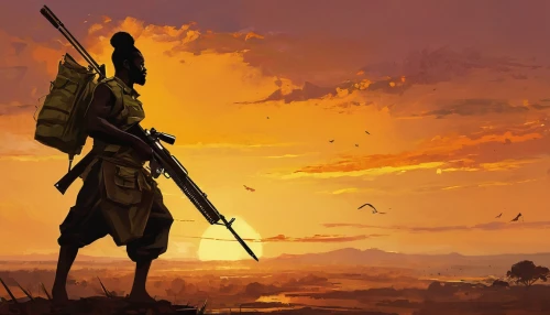 the wanderer,lone warrior,wanderer,scythe,lost in war,samurai,nomad,sentinel,oryx,dusk background,warrior east,plains,nomads,wander,game illustration,traveler,wind warrior,adventurer,patrols,game art,Conceptual Art,Fantasy,Fantasy 06