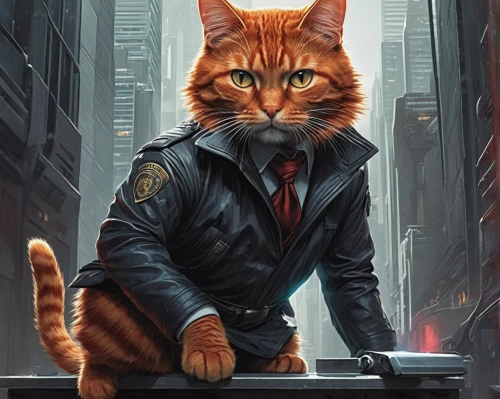 red tabby,red cat,firestar,policeman,officer,sci fiction illustration,traffic cop,inspector,maincoon,cat,street cat,civil servant,police officer,vigilant,patrols,rescue alley,alley cat,the cat,cat image,security guard,Conceptual Art,Daily,Daily 05