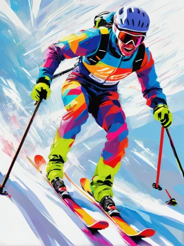 ski cross,alpine skiing,ski race,skier,skiers,skiing,speed skiing,ski equipment,winter sports,ski,freestyle skiing,downhill ski binding,cross-country skier,ski binding,winter sport,ski pole,slalom,nordic combined,snowboarder,piste,Conceptual Art,Oil color,Oil Color 21