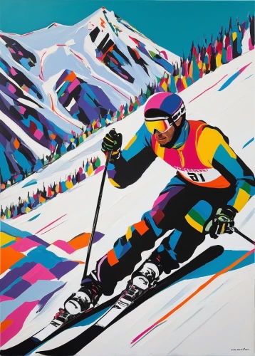 ski cross,ski race,alpine skiing,skier,nordic combined,skiers,piste,olympia ski stadium,olympic mountain,ski jumping,cable skiing,speed skiing,cross-country skier,ski,ski station,skiing,skijoring,winter sports,biathlon,ski equipment,Art,Artistic Painting,Artistic Painting 23