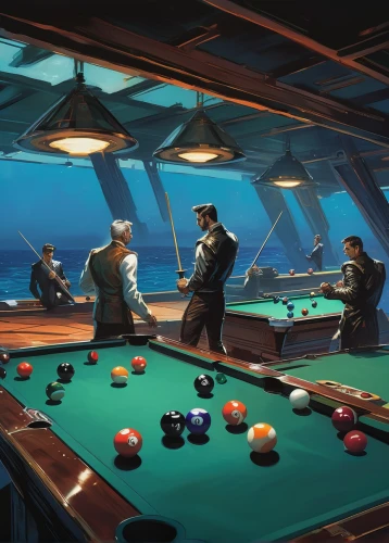 bar billiards,billiard room,billiards,english billiards,pocket billiards,billiard table,nine-ball,pool bar,blackball (pool),snooker,billiard,carom billiards,recreation room,pool player,game illustration,monkey island,straight pool,game room,poker table,eight-ball,Conceptual Art,Oil color,Oil Color 04