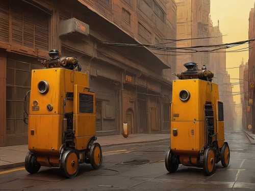 road roller,yellow machinery,two-way excavator,yellow taxi,taxicabs,forklift,battery car,delivery trucks,compactor,electric mobility,machines,fork lift,robots,courier box,underground cables,excavators,bumblebee,new york taxi,forklift truck,tuk tuk,Illustration,Abstract Fantasy,Abstract Fantasy 09