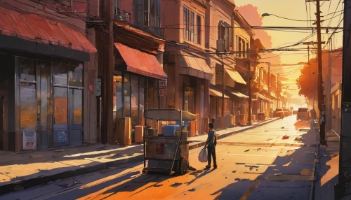 watercolor shops,street scene,late afternoon,evening sun,shopping street,digital painting,the street,watercolor tea shop,warm colors,alleyway,winter morning,narrow street,evening atmosphere,alley,morning light,early morning,convenience store,world digital painting,early evening,the evening light,Illustration,Paper based,Paper Based 07