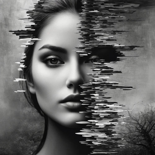 photo manipulation,photoshop manipulation,photomontage,photomanipulation,image manipulation,woman thinking,woman face,world digital painting,head woman,woman's face,digital art,conceptual photography,immersed,self hypnosis,fragility,digital artwork,psyche,woman,splintered,dualism,Photography,Black and white photography,Black and White Photography 07