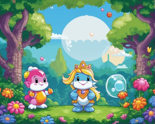 fairy forest,springtime background,easter background,spring background,fairy world,game illustration,cartoon forest,easter rabbits,easter theme,cartoon video game background,retro easter card,children's background,rabbit family,magical adventure,easter banner,fairytale characters,bunnies,rabbits and hares,forest background,game art,Unique,Pixel,Pixel 02