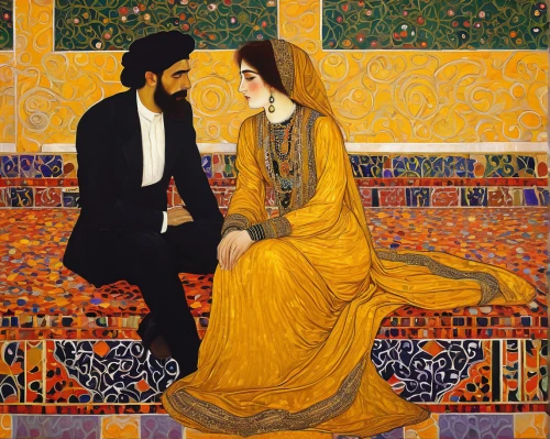 persian poet,young couple,orientalism,courtship,persian,khokhloma painting,engagement,ibn tulun,man and wife,dervishes,iranian,conversation,from persian shah,ottoman,as a couple,woman sitting,tehran,dispute,radha,abaya,Art,Artistic Painting,Artistic Painting 32