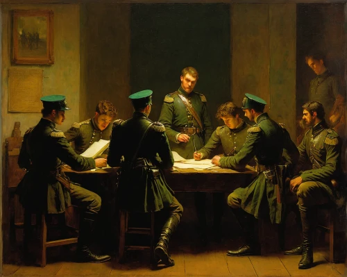 crème de menthe,officers,the conference,children studying,consulting room,board room,the order of the fields,a meeting,military officer,soldiers,men sitting,partiture,volunteers,police officers,adolphe,federal staff,round table,lev lagorio,dinner party,medical staff,Art,Classical Oil Painting,Classical Oil Painting 44