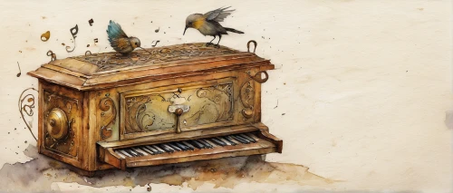 music chest,music box,pianet,cuckoo clock,the gramophone,musical box,the piano,gramophone,pianos,songbirds,ondes martenot,organist,bird house,street organ,the phonograph,spinet,bird home,phonograph,bird cage,instrument music,Illustration,Abstract Fantasy,Abstract Fantasy 18