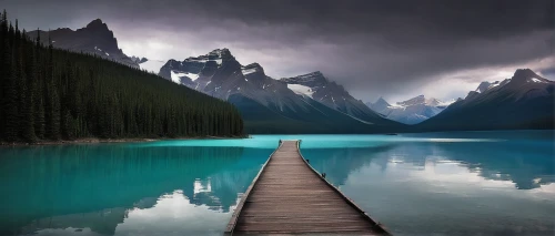 maligne lake,emerald lake,moraine lake,canadian rockies,lake moraine,landscapes beautiful,landscape background,flooded pathway,heaven lake,landscape photography,lago grey,beautiful landscape,wooden bridge,beautiful lake,glacial lake,bow lake,fantasy landscape,wooden pier,banff national park,calm waters,Illustration,Abstract Fantasy,Abstract Fantasy 06