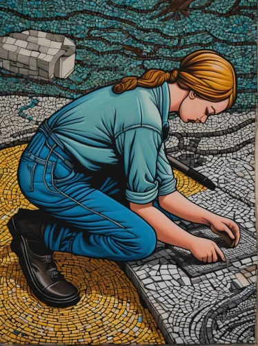 david bates,woman at the well,female worker,mosaics,storm drain,girl with bread-and-butter,chalk drawing,capelin,vincent van gough,olle gill,the labor,girl picking flowers,mulch,cobblestones,breton,wastewater,farmworker,coal mining,girl with a wheel,girl picking apples,Illustration,Black and White,Black and White 18