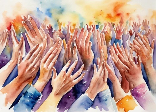 watercolor hands,raised hands,watercolor background,hand digital painting,unity in diversity,volunteerism,helping hands,watercolor painting,arms outstretched,global oneness,unity,watercolor paint,hands up,unite,reach out,watercolor,human chain,watercolor pencils,volunteer service,watercolor paper,Illustration,Paper based,Paper Based 24