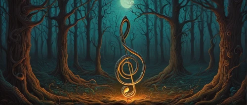 celtic tree,treble clef,tree torch,light bearer,magic tree,the mystical path,enchanted forest,runes,triquetra,rod of asclepius,horn of amaltheia,elven forest,tendril,devil's walkingstick,divination,trebel clef,celtic harp,torchlight,fantasy art,sorceress,Conceptual Art,Daily,Daily 25