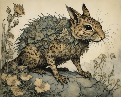 field hare,steppe hare,wild hare,leveret,young hare,brown hare,audubon's cottontail,aglais,european brown hare,wild rabbit,hare's-foot-clover,hare's-foot- clover,hare of patagonia,kate greenaway,hare,lynx,gray hare,mountain cottontail,lepus europaeus,cottontail,Illustration,Retro,Retro 25