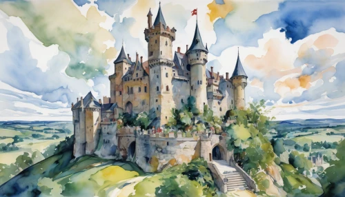 fairy tale castle,disney castle,fairytale castle,fairy tale castle sigmaringen,cinderella's castle,hogwarts,knight's castle,castles,fantasy world,castle of the corvin,sleeping beauty castle,hohenzollern castle,castel,tokyo disneyland,shanghai disney,watercolor background,watercolor,cinderella castle,watercolor painting,castle,Conceptual Art,Oil color,Oil Color 18