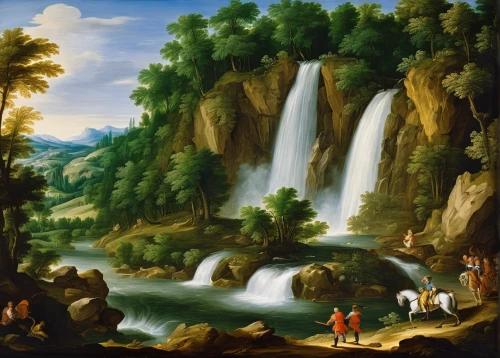 robert duncanson,source de la sorgue,brook landscape,wasserfall,river landscape,mountain scene,brown waterfall,falls of the cliff,landscape background,water fall,forest landscape,a small waterfall,waterfall,hunting scene,woman at the well,mountain spring,water falls,waterfalls,jet d'eau,landscape,Art,Classical Oil Painting,Classical Oil Painting 29