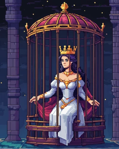 queen cage,crown render,pixel art,queen crown,queen,a princess,tiara,queen s,crow queen,game illustration,princess crown,crown,throne,heart with crown,queen of the night,the crown,celtic queen,cinderella,goddess of justice,royal crown,Unique,Pixel,Pixel 01