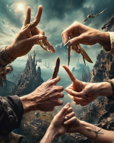runes,the pied piper of hamelin,wizards,photo manipulation,3d fantasy,gesture rock,hand digital painting,gauntlet,divination,align fingers,family hand,giant hands,pied piper,praying hands,human hands,old hands,lord who rings,fantasy picture,palm reading,digital compositing,Illustration,Realistic Fantasy,Realistic Fantasy 37
