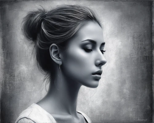 woman thinking,mystical portrait of a girl,girl portrait,bloned portrait,woman portrait,girl in a long,charcoal drawing,world digital painting,moody portrait,regard,digital painting,woman face,artistic portrait,face portrait,romantic portrait,pencil drawings,portrait of a girl,art painting,depressed woman,woman's face,Conceptual Art,Daily,Daily 32