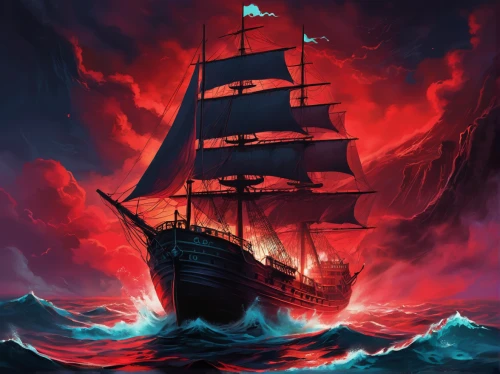 scarlet sail,sea sailing ship,sailing ship,sail ship,galleon ship,red sail,pirate ship,galleon,sloop-of-war,ghost ship,full-rigged ship,three masted sailing ship,maelstrom,caravel,sailing ships,tallship,sea fantasy,sailing vessel,barquentine,east indiaman,Conceptual Art,Daily,Daily 24