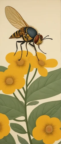 soldier beetle,flower fly,syrphid fly,hover fly,common zinnia,sunflowers and locusts are together,pollinator,dung fly,megachilidae,wedge-spot hover fly,field wasp,drawing bee,hoverfly,insects,giant bumblebee hover fly,wasp,bee,colletes,tachinidae,blister beetles,Art,Artistic Painting,Artistic Painting 08
