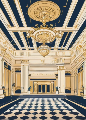 ballroom,art deco,art deco background,neoclassical,europe palace,royal interior,ornate room,the palace,palace,marble palace,grand hotel,neoclassic,crown render,the crown,theater curtain,theatrical property,savoy,versailles,classical architecture,interiors,Illustration,Vector,Vector 01