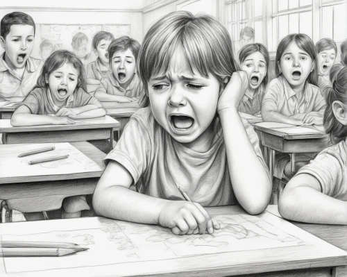 child crying,pencil drawings,children drawing,pencil art,schools,school starts,school times,black pencils,pencil drawing,school work,school,kids illustration,children learning,pencil,exam,unhappy child,pencils,exams,graphite,education,Illustration,Black and White,Black and White 30