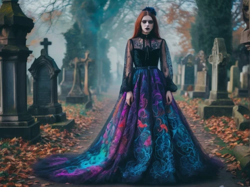 gothic dress,gothic fashion,gothic woman,gothic style,gothic portrait,gothic,girl in a long dress,victorian lady,dark gothic mood,goth woman,blue enchantress,fallen colorful,vampire lady,victorian style,ball gown,dead bride,vampire woman,cemetary,fairy peacock,magnolia cemetery,Conceptual Art,Oil color,Oil Color 23