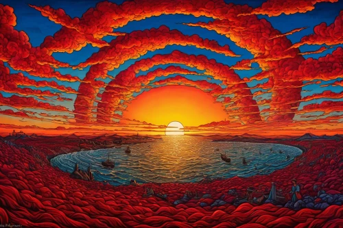 uluru,lava,solar eruption,eruption,sun,3-fold sun,volcano,sol,kaleidoscope,layer of the sun,lava flow,panoramical,psychedelic art,vortex,volcanic,double sun,immenhausen,kaleidoscopic,volcanism,volcanic field,Conceptual Art,Daily,Daily 28