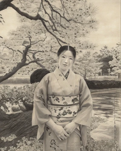 japanese woman,choi kwang-do,luo han guo,vintage asian,woman sitting,motsunabe,asian woman,tai qi,miyeok guk,siu mei,siu yeh,han bok,rou jia mo,vintage female portrait,geisha,mukimono,geisha girl,kai yang,oriental painting,dongfang meiren,Art sketch,Art sketch,Traditional