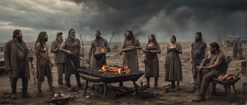 campfire,purgatory,barbecue,campfires,bonfire,log fire,barbeque,ritual,fire bowl,cannibals,camp fire,buddhist hell,thrones,shamanism,photo manipulation,shamanic,neolithic,viking grave,cauldron,sacrificial candles,Illustration,Realistic Fantasy,Realistic Fantasy 40