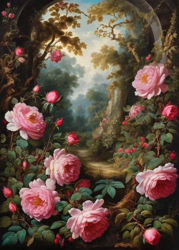 landscape rose,way of the roses,rococo,camellias,blooming roses,noble roses,floral background,floral frame,flora,camellia,garden of eden,bella rosa,flower painting,flower background,wreath of flowers,the sleeping rose,roses frame,secret garden of venus,floral and bird frame,rosa,Art,Classical Oil Painting,Classical Oil Painting 01