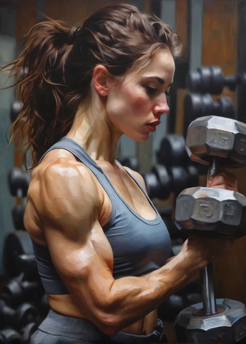 muscle woman,biceps curl,pair of dumbbells,dumbbells,strong woman,dumbbell,bodybuilding supplement,bodybuilding,lifting,strong women,body-building,muscular,woman strong,dumbell,triceps,body building,anabolic,sculpt,basic pump,hard woman,Conceptual Art,Oil color,Oil Color 05