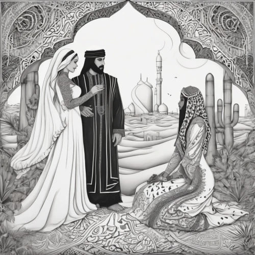 wedding invitation,orientalism,matrimony,bridegroom,rem in arabian nights,zoroastrian novruz,the prophet mary,silver wedding,dance of death,dead bride,arabic background,iranian nowruz,candlemas,cd cover,dowries,the ceremony,hieromonk,orthodoxy,archimandrite,the annunciation,Illustration,Black and White,Black and White 11