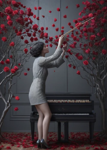 pianist,concerto for piano,piano player,conceptual photography,pianet,jazz pianist,piano,the piano,serenade,photo manipulation,grand piano,woman playing violin,play piano,photomanipulation,piano lesson,red magnolia,woman playing,piano keyboard,red carnation,bach flower therapy,Photography,Artistic Photography,Artistic Photography 11