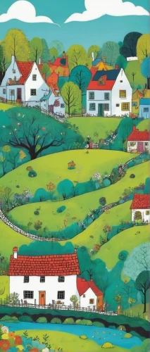 escher village,farm landscape,houses clipart,alentejo,cottages,exmoor,alpine pastures,asturias,yorkshire,basque country,folk art,rafeiro do alentejo,villages,home landscape,jigsaw puzzle,alpine village,rural landscape,münsterland,basque rural sports,dorset,Illustration,Children,Children 06