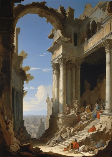 classical antiquity,ancient rome,the ruins of the palace,ruins,herculaneum,2nd century,pompeii,school of athens,roman forum,vittoriano,acropolis,ruin,neoclassical,roman excavation,robert duncanson,rome 2,destroyed city,antiquity,coliseo,ephesus,Art,Classical Oil Painting,Classical Oil Painting 40