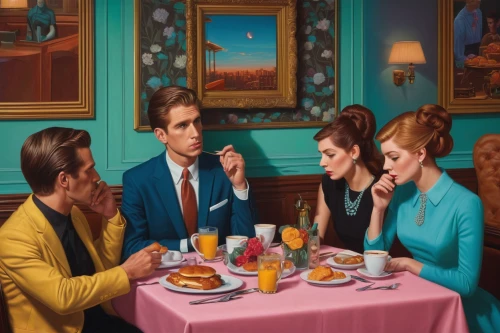retro diner,diner,dinner party,dining,breakfast table,tearoom,appetite,modern pop art,fifties,tea party,high tea,breakfast at tiffany's,afternoon tea,the coffee shop,surrealism,antipasta,social group,family dinner,fine dining restaurant,bistro,Illustration,Retro,Retro 16