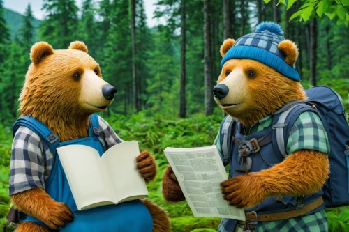 forest workers,nordic bear,bears,cute bear,the bears,reading the newspaper,cute cartoon image,grizzlies,examining,talking,cartoon forest,bear market,scandia bear,brown bears,newspaper reading,fluffy diary,bear,anthropomorphized animals,bear teddy,bear cubs,Illustration,Japanese style,Japanese Style 05