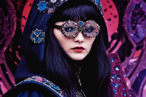 the enchantress,sorceress,lace round frames,masquerade,gothic fashion,valerian,queen of the night,drusy,violet head elf,priestess,dita,rem in arabian nights,fortune teller,eye glass accessory,goth woman,bjork,tisci,goth subculture,gothic woman,psychic vampire,Photography,Fashion Photography,Fashion Photography 21