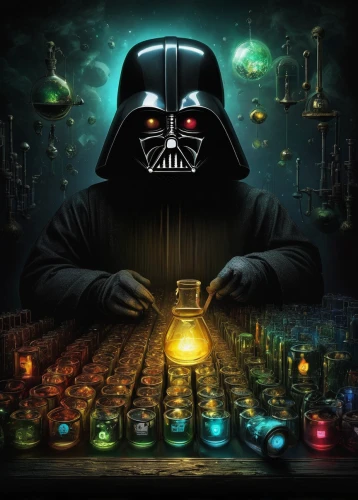 darth vader,dark side,vader,overtone empire,analog synthesizer,transistors,darth wader,diodes,electronic music,synthesizer,random access memory,mixing engineer,audiophile,electrical grid,clone jesionolistny,synthesizers,starwars,projectionist,cd cover,audio engineer,Illustration,Abstract Fantasy,Abstract Fantasy 01