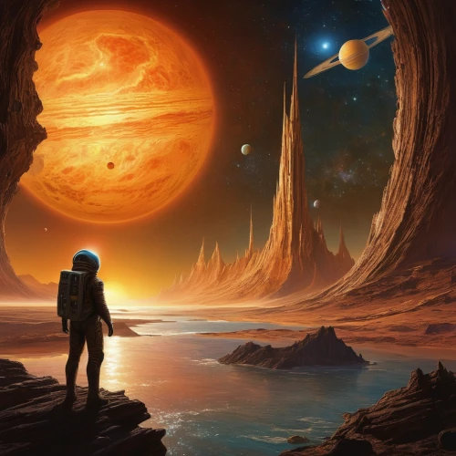 space art,alien planet,exoplanet,planets,sci fiction illustration,alien world,inner planets,red planet,planetary system,futuristic landscape,planet eart,astronomy,planet mars,fantasy picture,planet,binary system,fire planet,orbiting,vast,the solar system,Art,Classical Oil Painting,Classical Oil Painting 13