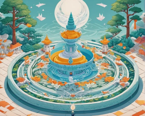 hall of supreme harmony,wishing well,crescent spring,city fountain,fountain of friendship of peoples,white temple,somtum,shakyamuni,fountain,fountain of the moor,temples,dharma wheel,water palace,august fountain,game illustration,ayutthaya,fountains,mountain spring,moor fountain,fountain pond,Unique,3D,Isometric