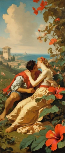 idyll,the sleeping rose,young couple,romantic scene,bougereau,narcissus,narcissus of the poets,girl lying on the grass,amorous,secret garden of venus,honeymoon,lover's grief,robert duncanson,adam and eve,falling flowers,bouguereau,franz winterhalter,woman on bed,autumn idyll,florentine,Art,Classical Oil Painting,Classical Oil Painting 40
