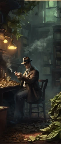 apothecary,game illustration,investigator,watchmaker,hatter,detective,sherlock holmes,inspector,backgrounds,merchant,peddler,holmes,deadwood,sci fiction illustration,pipe smoking,world digital painting,blacksmith,tinsmith,greengrocer,clockmaker,Conceptual Art,Fantasy,Fantasy 02