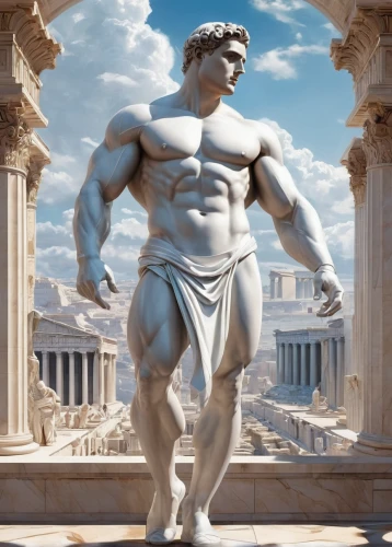 statue of hercules,poseidon,vittoriano,greek,greek god,zeus,caesar,michelangelo,the parthenon,hercules,apollo,perseus,parthenon,eros statue,caracalla,body building,body-building,imperator,classical sculpture,greek mythology,Art,Classical Oil Painting,Classical Oil Painting 02