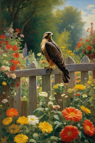 bird painting,new zealand falcon,floral and bird frame,lanner falcon,peregrine falcon,flower and bird illustration,nature bird,harris's hawk,garden bird,flower painting,oil painting,hawk animal,oil painting on canvas,meadow bird,perching bird,spring bird,ornithology,peregrine,young hawk,aves,Art,Classical Oil Painting,Classical Oil Painting 09