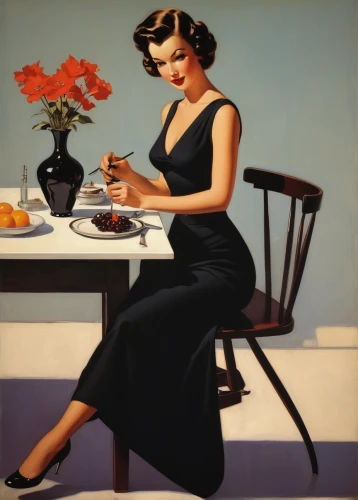 woman drinking coffee,woman at cafe,woman eating apple,art deco woman,retro women,woman holding pie,woman sitting,girl with cereal bowl,jane russell-female,retro woman,woman with ice-cream,retro pin up girl,pin ups,women at cafe,carol m highsmith,pin-up girl,valentine day's pin up,vintage woman,vintage women,pin-up,Illustration,Retro,Retro 10